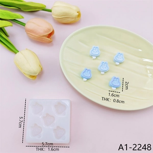 Detailed view of animal silicone mold dimensions with cute rabbit resin craft samples