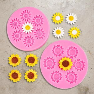 Siliconen fondant vormen met madeliefjes en zonnebloemen voor DIY taartdecoratie en bakken