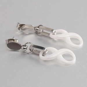 Minimalist Stainless Steel Ceramic Infinity Symbol Figure 8 Drop Earrings For Women Fashion Geometric Spliced Jewelry