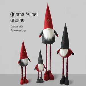 Christmas Gnome Elf Doll With Telescoping Legs Large Plush Nordic Standing Tomte Ornament For Festive Home Decor