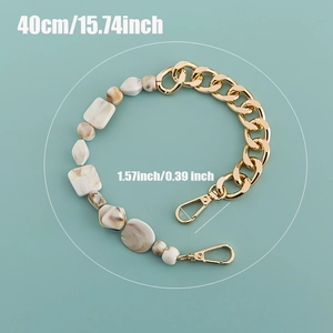 40cm acrylic and gold metal chain strap with marble texture and lobster clasps