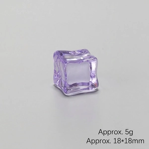 Detailed view of an 18mm purple artificial ice cube made of resin for photography props