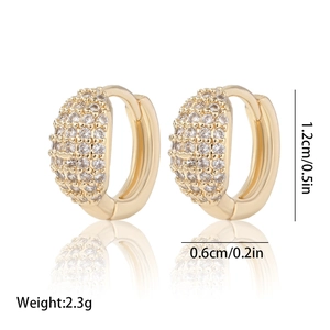 14K gold plated hoop earrings with pave cubic zirconia and size dimensions