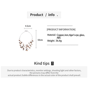 Detailed dimension chart for multi-layer tiger eye bead necklace with measurements