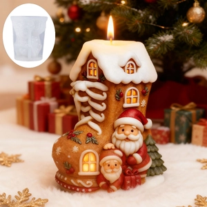 Moule À Bougie Père Noël Maison Botte Silicone 3D DIY Cire Parfumée Plâtre Résine Savon Artisanat Outil Décor