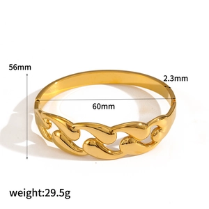18k gold plated stainless steel hollow chain bracelet with detailed product dimensions