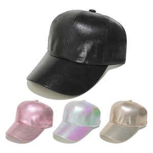 Metallic PU Leather Baseball Cap Holographic Laser Sun Hat Hip Hop Punk Streetwear Adjustable Fashion Accessory