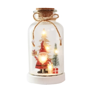Veilleuse boule de neige de Noël en verre avec Père Noël et LED sur socle en bois