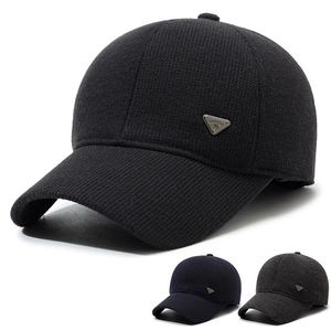 Men Winter Warm Baseball Cap With Ear Flaps Thickened Cotton Woolen Windproof Outdoor Adjustable Sports Hat