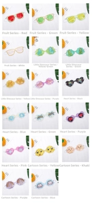 Collection of fruit and cartoon gel eye masks for hot and cold therapy to relieve fatigue