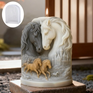 Relief horse and castle silicone mold for DIY handmade soap and candles set