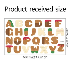 Mise en page des stickers muraux alphabet en pain d'épices avec dimensions 60x35cm
