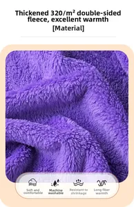 Detail of 320g/m² double-sided purple fleece fabric featuring machine washable texture
