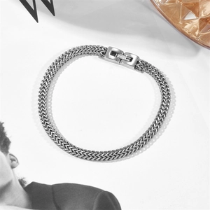 Men hip hop stainless steel dragon bone chain bracelet with polished fold-over clasp
