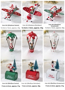 Detailed grid showing iron Christmas ornaments like mailboxes, planes, and parachutes