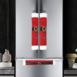 Santa Claus Appliance Handle Covers Brushed Fabric Kitchen Fridge Microwave Oven Decoration Protective Sleeve