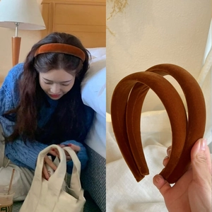 Retro Velvet Headband Thickened High Top Padded Hair Hoop For Women Autumn Winter Vintage Solid Color Hair Accessories