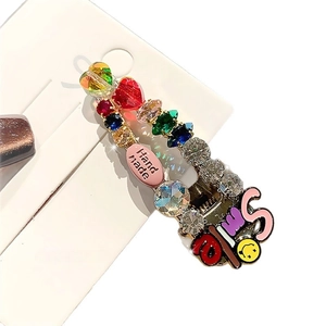 Sparkling crystal rhinestone hairpin with colorful stones and handmade metallic finish
