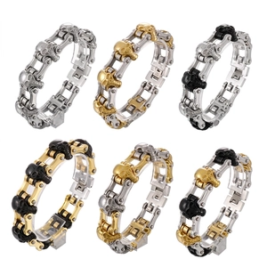 Gothic Skull 316L Stainless Steel Bracelet Men Mechanical Biker Chain Hip Hop Rock Punk Cool Jewelry Accessory