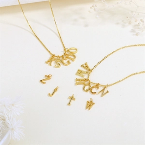 Gold plated 26 English letter alphabet pendant necklace jewelry accessories for women