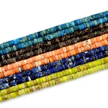 Detailed view of colorful natural stone flat disc beads for handmade jewelry making