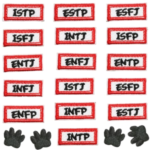 Écusson Brodé Lettre de Type de Personnalité MBTI Patte de Chat Dessin Animé Applique Décorative DIY Pour Vêtements Sacs