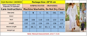 Detailed size chart for cotton linen shirt dress with measurements for sizes S to 3XL