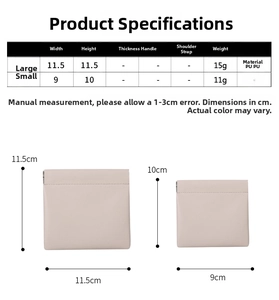 Size comparison detail of small and large pink PU leather square pouches for women