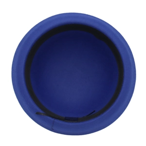 Vue de dessus d'un chapeau jazz en feutre bleu pour enfants avec bandeau noir interne