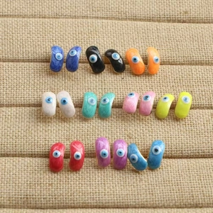 Fashion Minimalist Evil Eye Stud Earrings Copper Electroplated Colorful Enamel Geometric Earrings For Women Daily Wear Jewelry