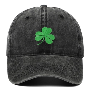 Retro Gewaschene Baumwolle Baseballkappe Distressed Kleeblatt Stickerei Dad Hat Verstellbarer Sonnenhut Für Damen Herren Outdoor