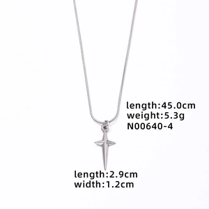 Detailed specs of titanium steel snake chain with a sharp four-pointed star pendant