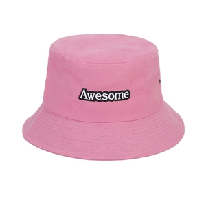 Chapeau bob en coton rose avec broderie Awesome et œillets respirants pour femmes