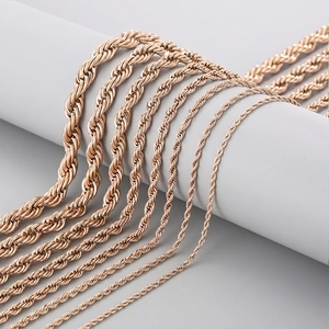 Minimalist Rope Chain Necklace Stainless Steel Twisted Link Chain Rose Gold Plated For Men Women Simple Versatile Jewelry