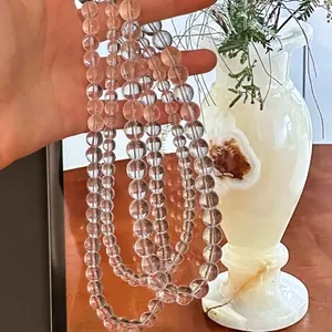 Ice-cool clear crystal beaded necklace with high transparency for minimalist summer style