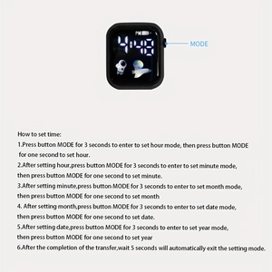 Detailed guide on how to set time and date for the square astronaut digital sports watch