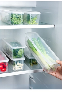 Macro detail of transparent plastic storage container with fresh cilantro in refrigerator
