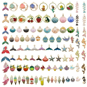 Assorted colorful enamel ocean and fruit charms for DIY jewelry making and beach pendants