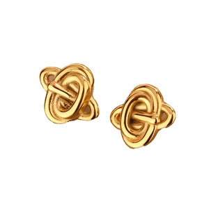 Golden irregular droplet stud earrings in 18K gold plated titanium steel for women