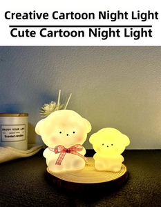 Warm glow of creative cartoon sheep night lights on wooden base for cozy home decor