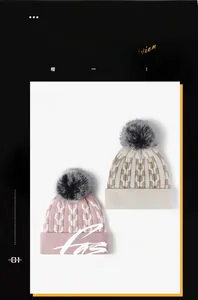 Detailed knit texture and fluffy faux fur pompom on thick winter beanies for women