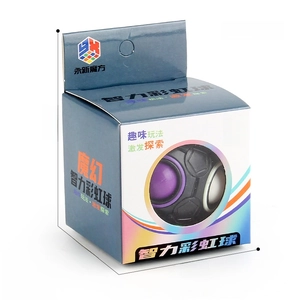 Rainbow puzzle ball toy packaging details showing dimensions 9.8x6.8x7cm and weight