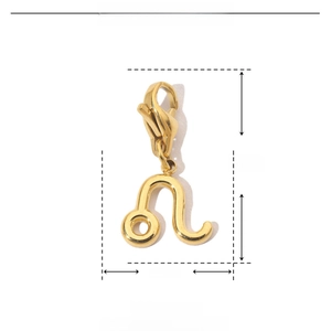 Detailed view of Leo zodiac pendant in 14K gold-plated stainless steel with lobster clasp