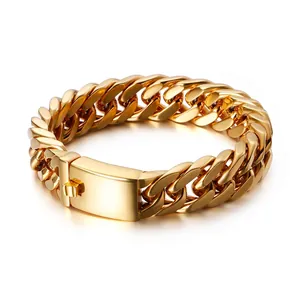 Men Cuban Link Bracelet 316L Stainless Steel Polished Heavy Chain Hip Hop Punk Jewelry Gift