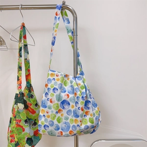 Cute fresh floral print cotton tote bags in minimalist crossbody and shoulder styles