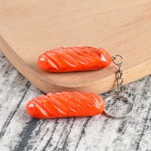Porte-clés Saucisse De Simulation Modèle De Nourriture Artificielle Réaliste Pendentif Hot-Dog PVC Alliage De Zinc Pour Sacs