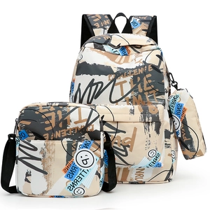 Ensemble de 3 sacs à dos graffiti avec sac à bandoulière et trousse minimaliste