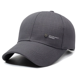 Men's casual dark grey baseball cap with DIAORABBIT logo and six-panel canvas design