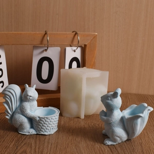 3D squirrel basket resin silicone mold for DIY flower pot and candle holder storage box