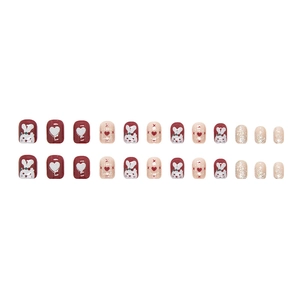 Funkelnde rote Herz- und Hasen-Nagelclips-Set mit 24 Stück in verschiedenen Größen